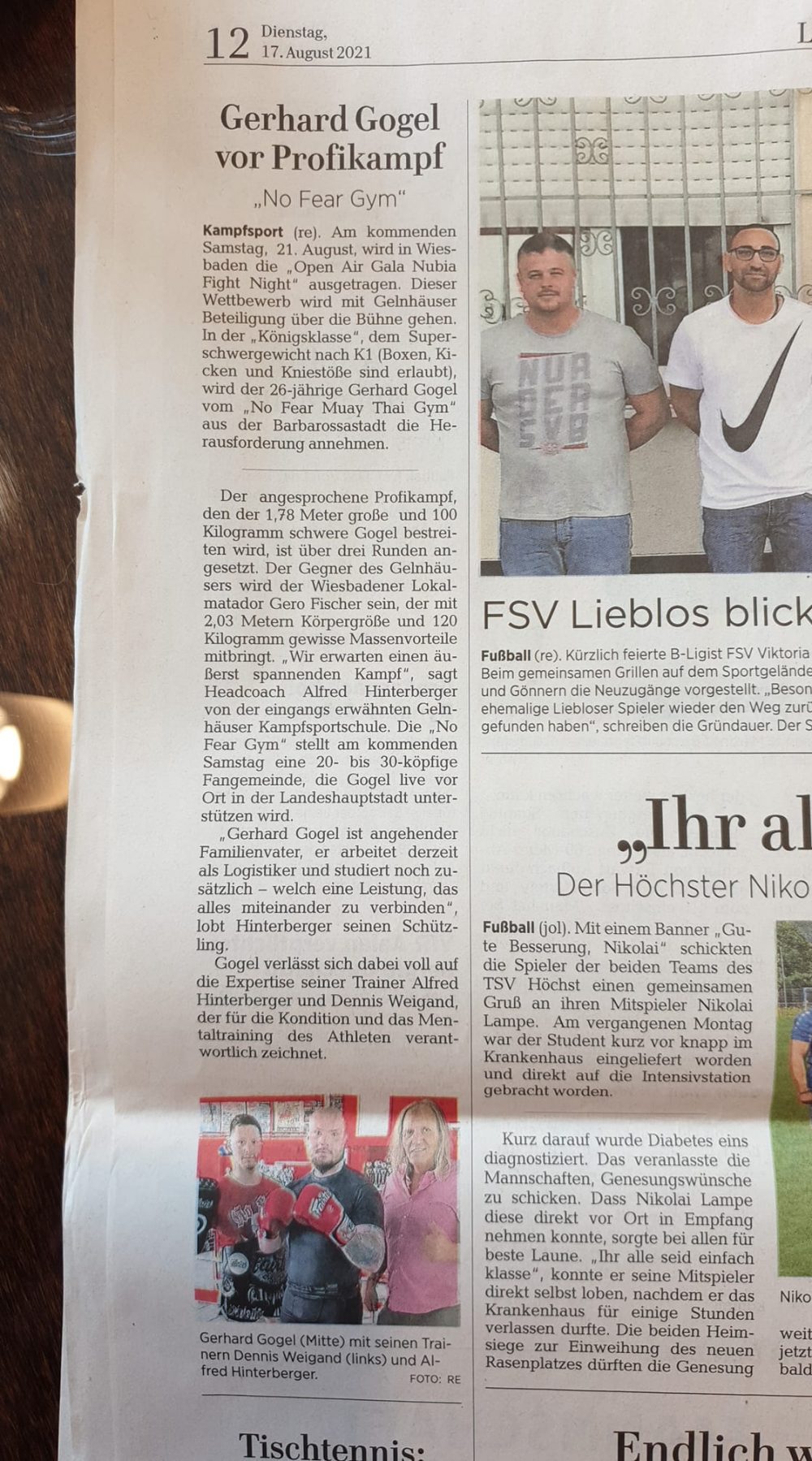 Zeitungsartikel Gerhard Gogel